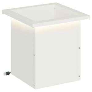 vidaXL Floreira de jardim com LED Branco 30 x 30 x 30 cm A&ccedil;o