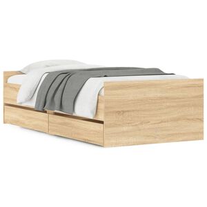 vidaXL Estrutura de cama com gavetas 90x190 cm carvalho sonoma