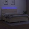 vidaXL Cama box spring c/ colch&atilde;o e LED 200x200 cm tecido cor creme