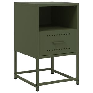 vidaXL Mesa de cabeceira 36x39x60,5 cm a&ccedil;o verde azeitona