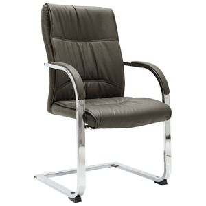 vidaXL Cadeira de escrit&oacute;rio cantilever em couro artificial cinzento