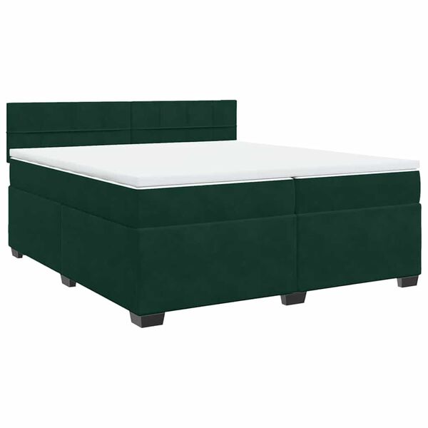 vidaXL Cama com molas/colch&atilde;o 200x200 cm veludo verde-escuro