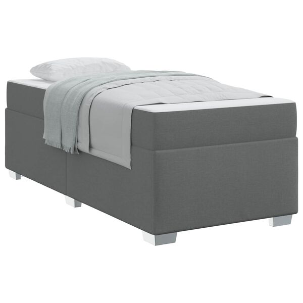 vidaXL Estrutura da Cama com colch&atilde;o Cinza Escuro 90 x 190 cm tecido
