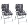 vidaXL Almofad&otilde;es cadeira encosto baixo 2 pcs oxford xadrez cinzento