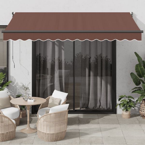 vidaXL Toldo retr&aacute;til manual 350x250 cm castanho