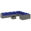 vidaXL 10 pcs conjunto sof&aacute;s de jardim c/ almofad&otilde;es vime PE cinzento