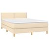 vidaXL Cama com molas/colch&atilde;o 140x190 cm tecido cor creme