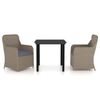 vidaXL 3 pcs conjunto de jantar para jardim com almofad&otilde;es castanho