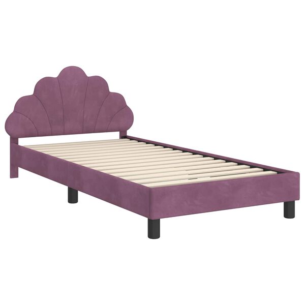vidaXL Estrutura de Cama Infantil com Cabeceira Roxo 90 x 200 cm