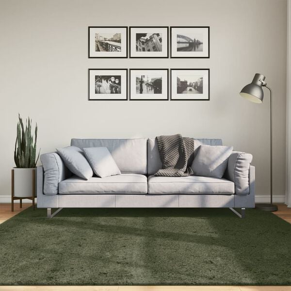 vidaXL Tapete pelo curto macio lav&aacute;vel HUARTE 200x200cm verde-floresta