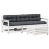 vidaXL 4 pcs conj. lounge de jardim c/ almofad&otilde;es pinho maci&ccedil;o branco