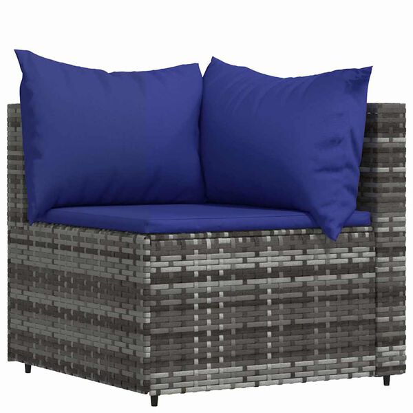 vidaXL 4 pcs conjunto lounge de jardim c/ almofad&otilde;es vime PE cinzento
