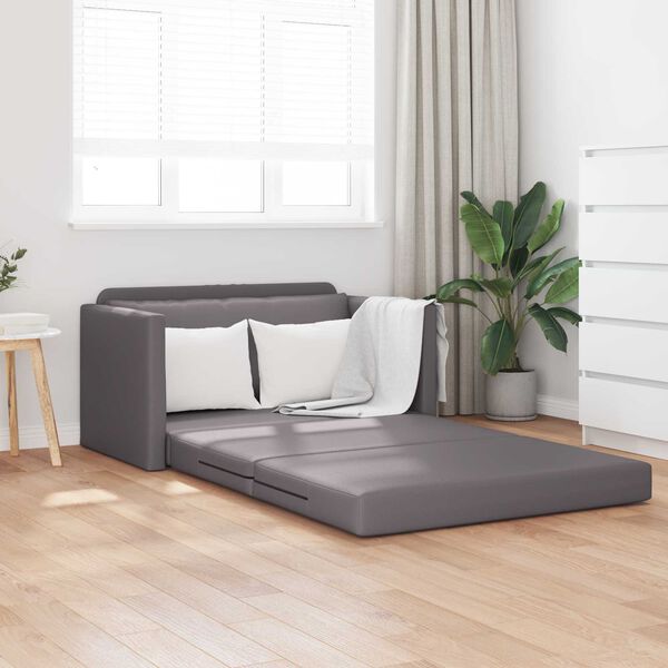 vidaXL Sof&aacute;-Cama 110cm Cinzeto Couro Artificial