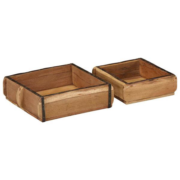 vidaXL Tabuleiro com armazenamento 2 pcs Castanho 29 x 31 x 10 cm