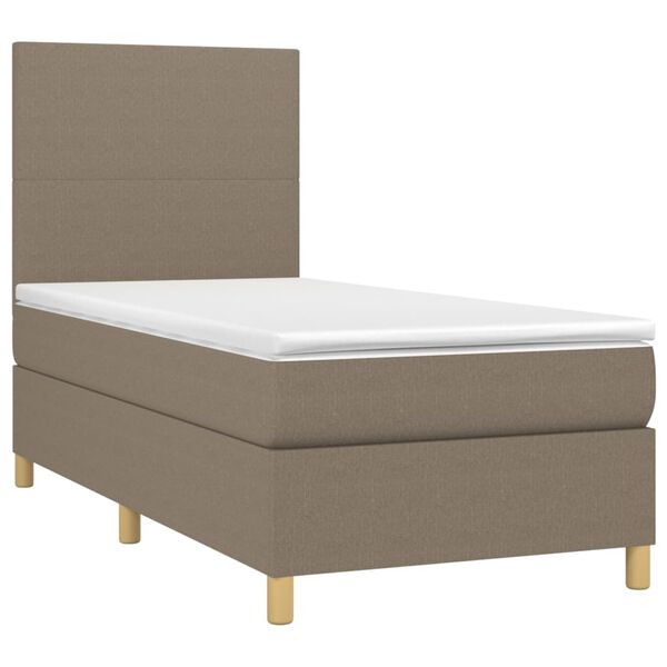 vidaXL Cama box spring + colch&atilde;o/LED 80x200cm tecido cinza-acastanhado