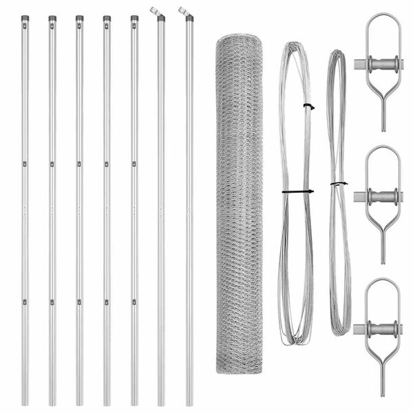 vidaXL Poste de Cerca Prateado 10 x 1,2 m (malha de 13 mm) A&ccedil;o