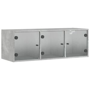 vidaXL Arm&aacute;rio de parede c/ portas de vidro 102x37x35 cm cinza cimento