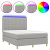 vidaXL Cama box spring c/ colch&atilde;o e LED 140x190 cm tecido cinza-claro