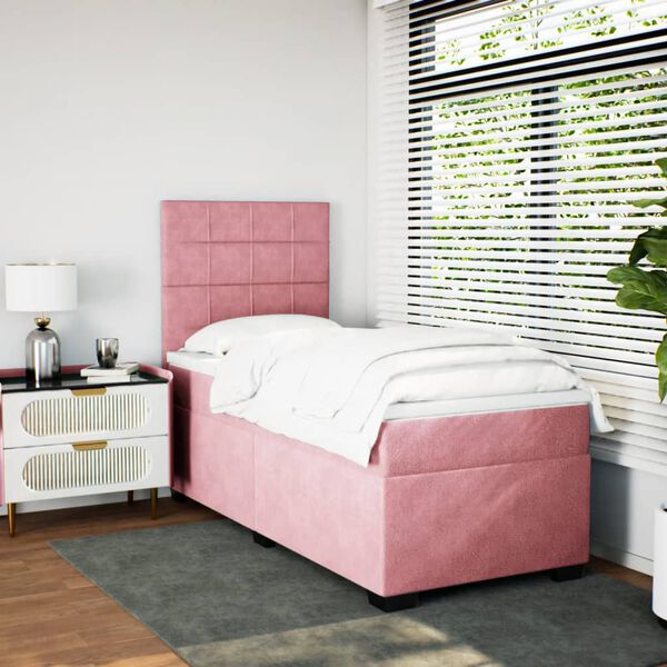 vidaXL Cama com molas/colch&atilde;o 80x200 cm veludo rosa