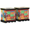 vidaXL Mesa de cabeceira 2 pcs multicor madeira de mangueira maci&ccedil;a