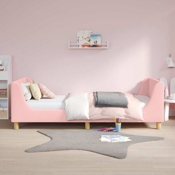 vidaXL Estrutura de Cama Infantil com Cabeceira Rosa 90 x 190 cm