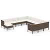 vidaXL 12 pcs conjunto lounge jardim c/ almofad&otilde;es vime PE castanho