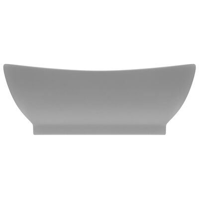 vidaXL Lavatório luxuoso oval 58,5x39 cm cerâmica cinza-claro mate