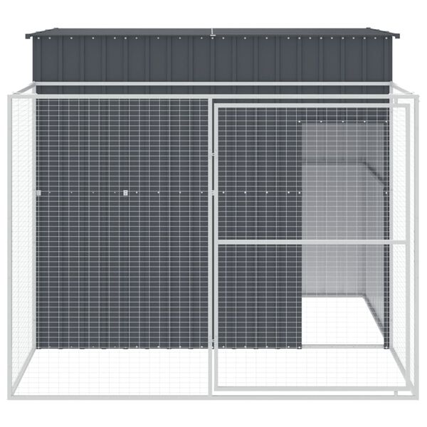 vidaXL Casota p/ c&atilde;es c/ parque 214x253x181 cm a&ccedil;o galvaniz. antracite