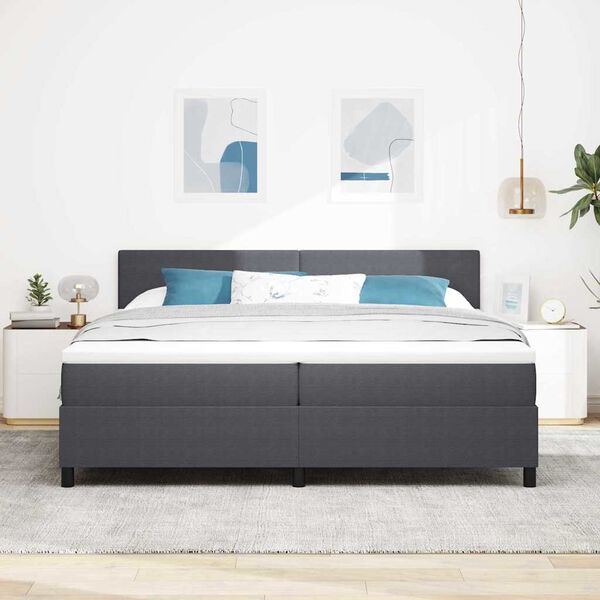 vidaXL Cama Box Manual Cinza Escuro e Branco 203 x 200 x 88 cm