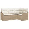 vidaXL Conjunto de Sof&aacute; de Jardim 4 unid. Bege vime PE