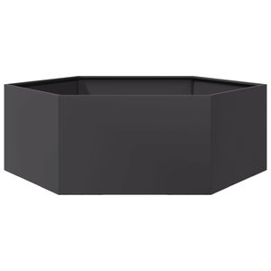 vidaXL Vaso/floreira de jardim hexagonal 138x120x45 cm a&ccedil;o preto