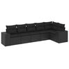 vidaXL 6 pcs conjunto sof&aacute;s de jardim c/ almofad&otilde;es vime PE preto