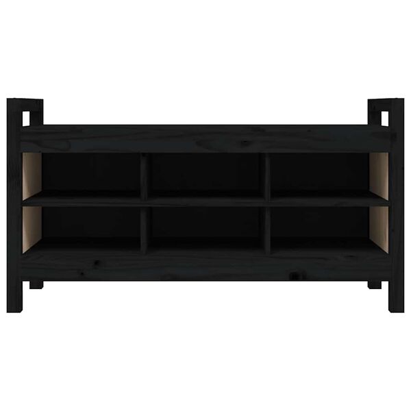 vidaXL Banco de corredor 110x40x60 cm madeira de pinho maci&ccedil;a preto