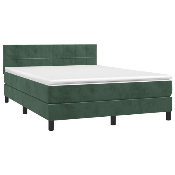 vidaXL Cama com molas/colch&atilde;o 140x200 cm veludo verde-escuro