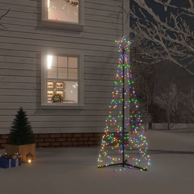 vidaXL Árvore de Natal em cone 200 luzes LED 70x180 cm colorido