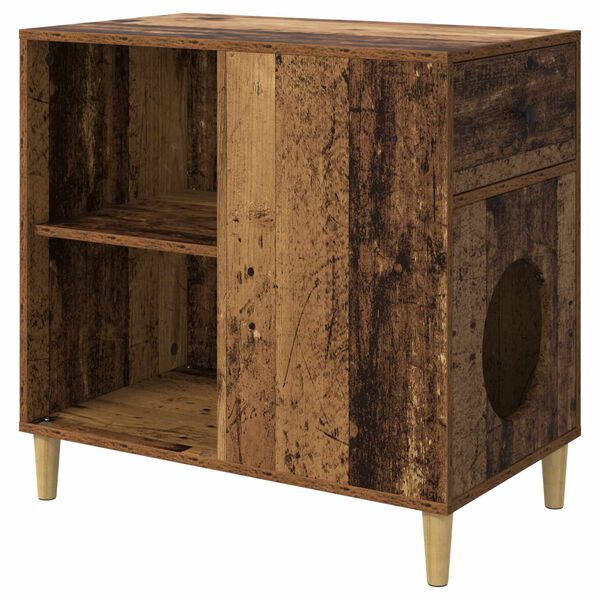 vidaXL Casa para Gatos Madeira antiga 72 x 42,5 x 70 cm