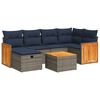 vidaXL 7 pcs conjunto sof&aacute;s p/ jardim c/ almofad&otilde;es vime PE cinzento