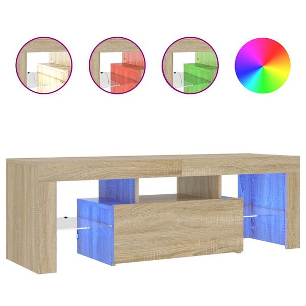 vidaXL M&oacute;vel de TV com luzes LED 120x35x40 cm carvalho sonoma