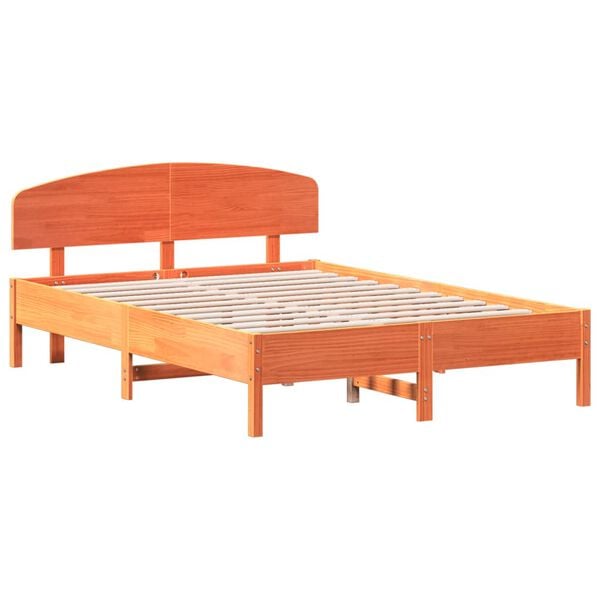 vidaXL Cama sem colch&atilde;o 150x200 cm madeira pinho maci&ccedil;a castanho-mel