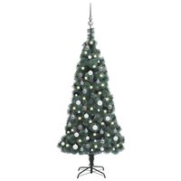 vidaXL Árvore Natal artificial c/ luzes LED/bolas 150 cm PVC/PE verde