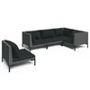 vidaXL 5 pcs conj. lounge jardim c/ almofad&otilde;es vime PE cinzento-escuro