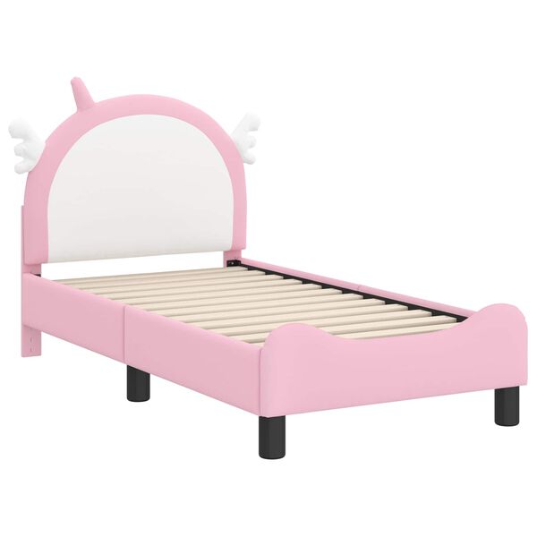 vidaXL Estrutura de Cama para Crian&ccedil;a com Cabeceira Rosa 70 x 140 cm