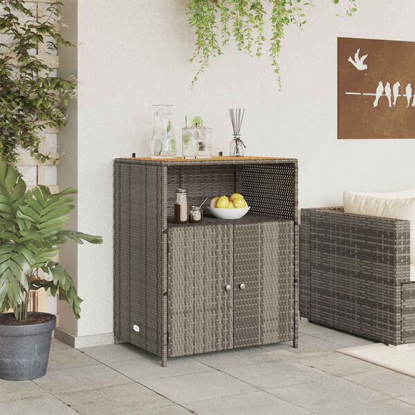 vidaXL Arm&aacute;rio Cinzeto 70 x 50 x 87 cm Poli&eacute;ster e Rattan Roly