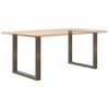 vidaXL P&eacute;s para mesa de jantar em formato de U, 2 pe&ccedil;as, a&ccedil;o natural, 80x(72-73) cm, a&ccedil;o
