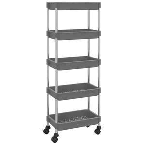 vidaXL Carrinho cozinha c/ 5 prateleiras ferro/ABS 42x29x128 cm cinza