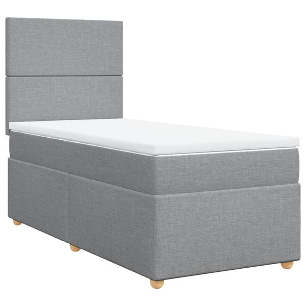 vidaXL Cama com molas/colch&atilde;o 90x190 cm tecido cinzento-claro