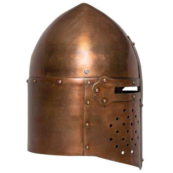 vidaXL Capacete de cavaleiro medieval r&eacute;plica LARP a&ccedil;o cobre