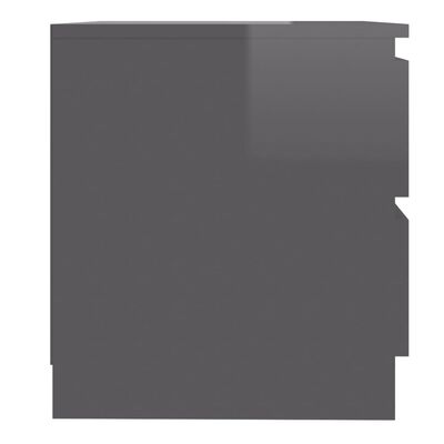 vidaXL Mesas cabeceira 2pcs 50x39x43,5cm contraplacado cinza brilhante