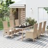 vidaXL 7 pcs conjunto de jantar p/ jardim com almofad&otilde;es vime PE bege