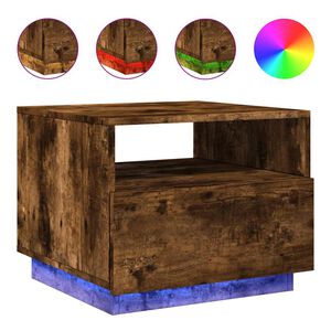 vidaXL Mesa de centro com luzes LED 50x49x40 cm carvalho fumado